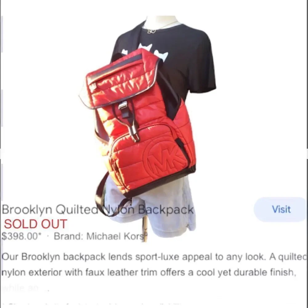 MICHAEL KORS BROOKLYN QUILTY LARGE BACKPACK LAPTOP SCHOOL WORK VACATION …